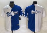 Los Angeles Dodgers blank Nike white blue splits majestic baseball Jersey Dodgers Logo 01