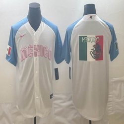 2023 World Cup Mexico blank white skyblue majestic baseball jerseys 18