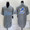 Nike Detroit Lions blank gray baseball jerseys Joint name-BD