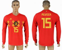 2018 World cup Belgium Thailand version #15 MEUNIER red long sleeves soccer jersey home