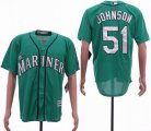 Seattle Mariners #51 Randy Johnson green Majestic baseball Jersey