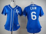 women Kansas Royals #6 Lorenzo Cain blue baseball jerseys