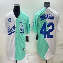 Nike Los Angeles Dodgers #42 Jackie Robinson green white splits majestic baseball Jerseys-BD 02