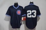 Chicago Cubs #23 Ryne Sandberg dark bule throwback baseball jersey