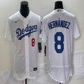 Nike Los Angeles Dodgers #8 Enrique Hernandez white Flexbase Authentic Collection Jersey