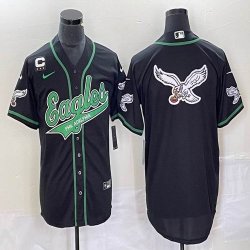 Nike Philadelphia Eagles blank black baseball jerseys Joint name C patch -BD