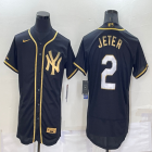 Nike New York Yankees 2# Derek Jeter black gold Flexbase Authentic Collection Jersey-BD 01