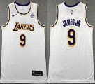 Los Angeless Lakers 9 B James Jr white basketball jerseys