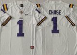 LSU Tigers #1 Ja'Marr Chase white college football jerseys