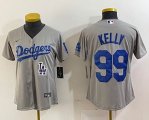 Youth Los Angeles Dodgers #99 Kelly Nike gray majestic baseball Jersey-BD 04