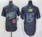 Nike Tampa Bay Rays #15 Lowe black majestic baseball jersey city version 02