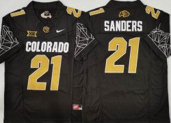 Colorado Buffaloes #21 Shilo Sanders black college football jerseys-PNS