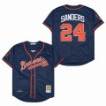 Atlanta Braves #24 Deion Sanders blue throwback 1992 baseball Jerseys-SG