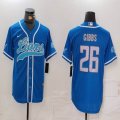 Nike Detroit Lions #26 Jahmyr Gibbs blue baseball jerseys Joint name-BD