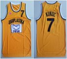 Jugoplastika Yugoslavia #7 Toni Kukoc yellow Movie Basketball Jerseys