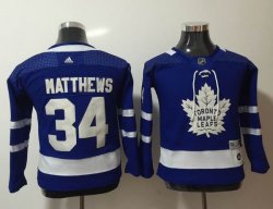 Adidas Toronto Maple Leafs #34 Auston Matthews blue kid Hockey jerseys