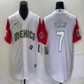 2023 World Cup Mexico #7 Julio Urias white red majestic baseball jerseys 78