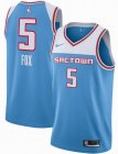 Nike Sacramento Kings #5 De Aaron Fox skyblue NBA Basketball Jersey Hot press font