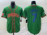 2023 World Cup Mexico #7 Julio Urias green red majestic baseball jerseys 58