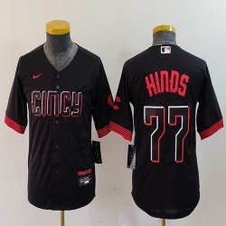 Youth Nike Cincinnati Reds #77 Hinds black majestic baseball jerseys city version