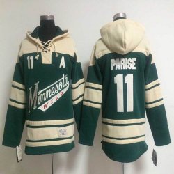 Reebok Minnesota Wild #11 Zach Parise beige green Ice hockey Hooded Sweatshirt