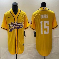 Nike Minnesota Vikings #15 Joshua Dobbs yellow baseball jerseys Joint name-BD