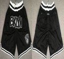 Brooklyn Nets black nba shorts with pocket-XD