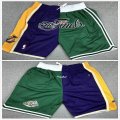 Nike Los Angeles Lakers Boston Celtics blue green splice basketball shorts-XD