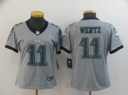 Women Nike Eagles #11 Carson Wentz gray NFL Jersey Inverted version