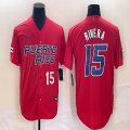 Puerto Rico Baseball #15 Emmanuel Rivera red 2023 World Baseball Classic Replica Player Jersey 04