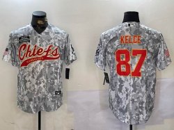 Kansas City Chiefs #87 Travis Kelce Nike Arctic Camo 2024 Salute to Service Limited Jersey Joint name-BD