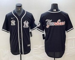 Nike New York Yankees blank black majestic baseball Jersey Joint name big logo 01