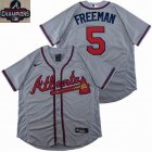 Nike Atlanta Braves #5 Freddie Freeman Grey Flexbase Authentic Collection Jersey-SG