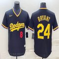 Nike Los Angeles Dodgers #8 and #24 Kobe Bryant black throwback majestic baseball Jersey-BD 02