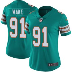 Women Dolphins #91 Cameron Wake Nike green Color Rush Limited Jersey