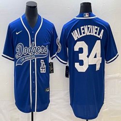 Nike Los Angeles Dodgers #34 Fernando Valenzuela blue majestic baseball Jerseys Joint name -BD 02