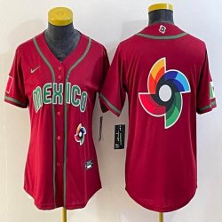 Women 2023 World Cup Mexico blank red majestic baseball jerseys 08