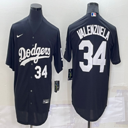 Los Angeles Dodgers 34 Fernando Valenzuela black majestic baseball Jerseys-BD