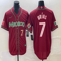 2023 World Cup Mexico #7 Julio Urias red majestic baseball jerseys 88