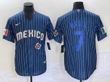 2023 World Cup Mexico #7 Julio Urias blue majestic baseball jerseys 68