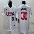 2023 World Cup #31 Cedric Mullins white USA majestic baseball jerseys 01