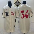 2023 world series Nike Texas Rangers #34 Nolan Ryan beige majestic baseball jerseys city version 02