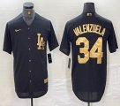 Nike Los Angeles Dodgers #34 Fernando Valenzuela black gold MLB baseball Jersey