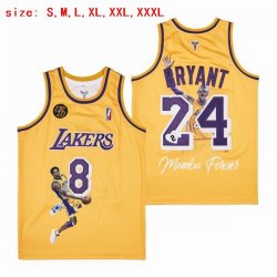 Los Angeless Lakers #8 and #24 Kobe Bryant Yellow Mamba NBA jersey -SG