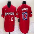 2023 World Cup Dominican Republic's #13 Manny Machado red majestic baseball jerseys 02