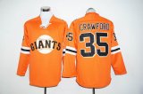 San Francisco Giants #35 Brandon Crawford Orange Long Sleeve Stitched Baseball Jersey