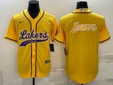 Nike NBA Los Angeles Lakers yellow baseball jerseys Joint name-BD 02