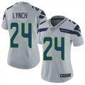 Women Seattle Seahawks 24# Marshawn Lynch gray Color Rush Limited Jersey