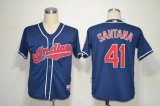 Cleveland Indians 41 SANTANA blue mlb jersey