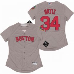 Women Boston Red Sox 34 David Ortiz gray majestic baseball Jersey